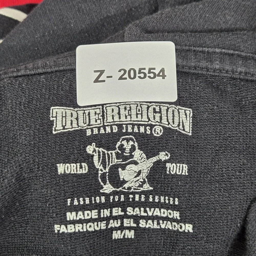 True Religion Men Hoodie M/M‎ Black Buddha Guitar Pullover